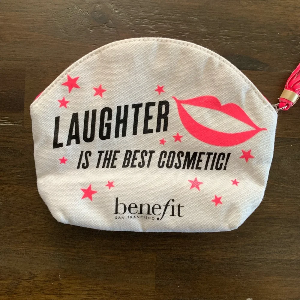 ✅ Benefit “Laughter is the best cosmetic” small cosmetic or makeup bag